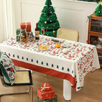 Fennco Styles Santa & Tree Holiday Design Tablecloth 56" W X71 L - Red Christmas Print Festive Table Cover for Christmas Décor, Dining Room, Banquet, Family Gathering and Special Events