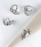 Fennco Styles Perched Owl Metal Napkin Rings, Set of 4 - Animal Napkin Holders for Home Décor, Dining Table, Banquets, Family Gathering and Special Occasions