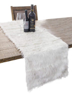 Fennco Styles Holiday Christmas Decorative Exquisite Faux Fur with Silver Metallic Thread Table Runner
