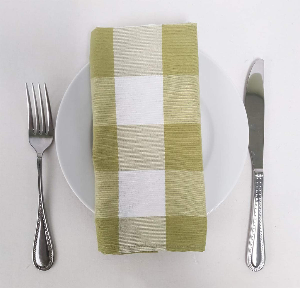 Fennco Styles Buffalo Check Design Cloth Napkins 18" W x 18" L, Set of 4 - Handmade in USA - Plaid Rustic Dinner Napkins for Everyday Use, Banquet, Holiday, Family Gathering and Special Occasion