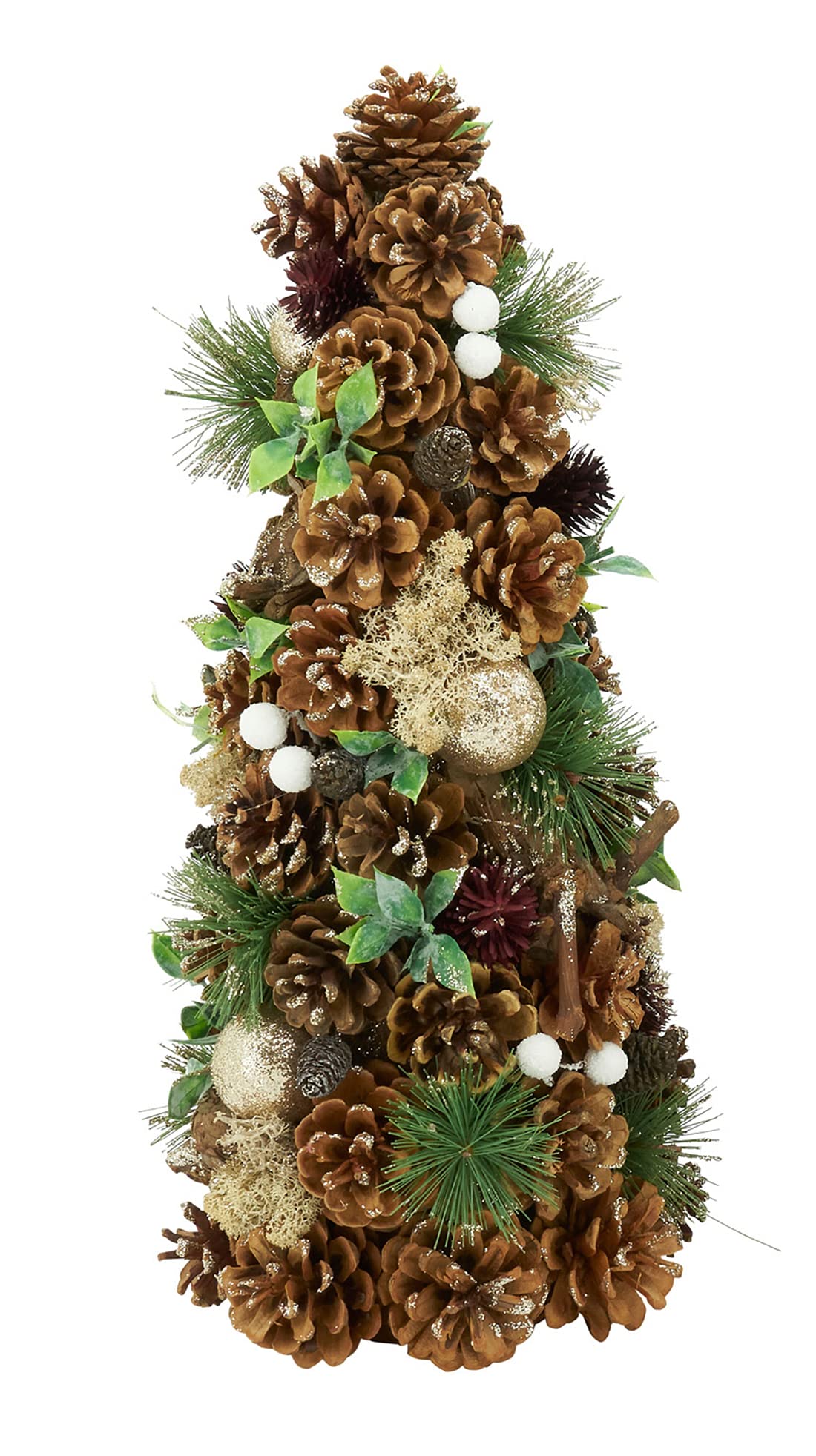 Fennco Styles Handmade Rustic Pinecone & Winter Berry Christmas Tree 17 Inch High - Natural Artificial Tree for Christmas Decorations, Holiday, Desk, Mantels, Tabletop and Fireplace Décor