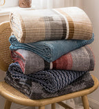 Fennco Styles Wheat Pattern Plush Extra Warm and Soft Throw Blanket 59" W x 79" L - Grey Flannel Fleece Large Blanket for Couch, Bedroom, Living Room Décor