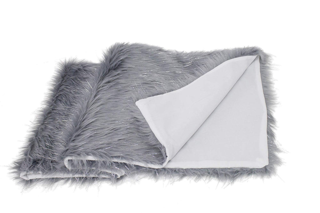 Fennco Styles Holiday Christmas Decorative Exquisite Faux Fur with Silver Metallic Thread Table Runner