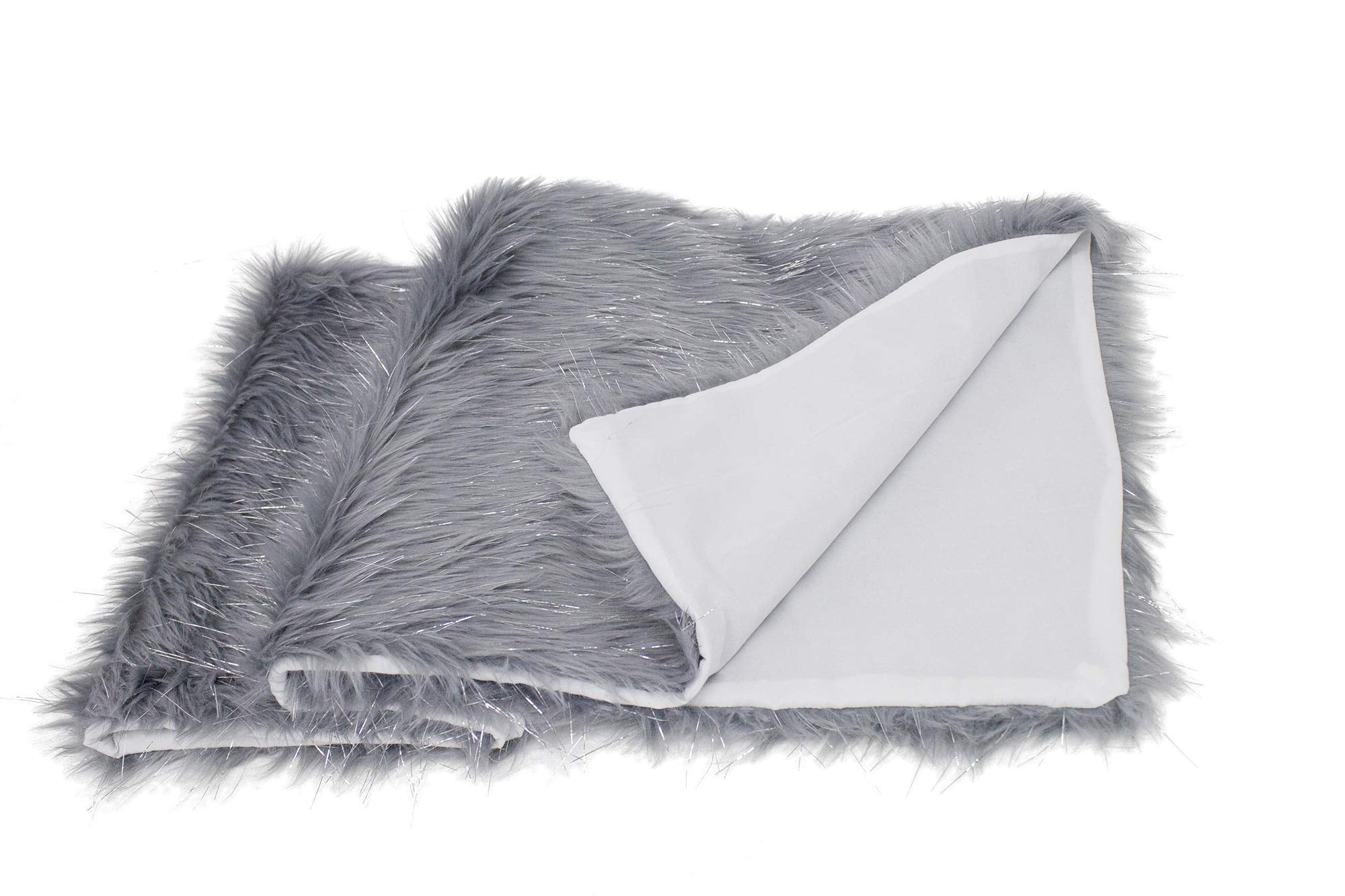 Fennco Styles Holiday Christmas Decorative Exquisite Faux Fur with Silver Metallic Thread Table Runner
