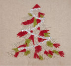 Fennco Styles Beaded Christmas Tree 100% Cotton Decorative Throw Pillow Cover 18 x 18 Inch - Beads Pillow Case for Holiday Décor, Couch, Living Room and Bedroom Décor