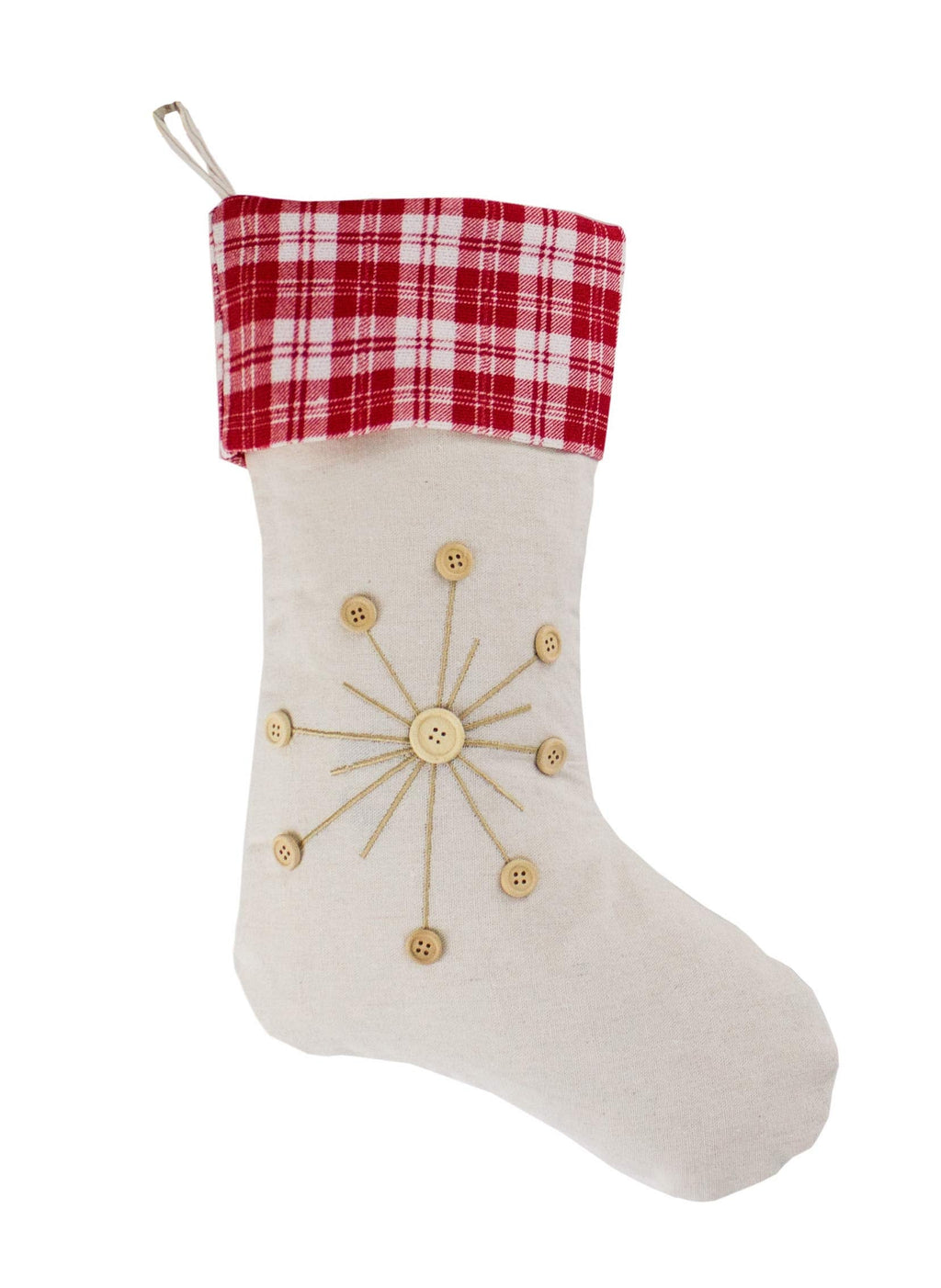 Fennco Styles Holiday Christmas Patterned Linen Hanging Stocking