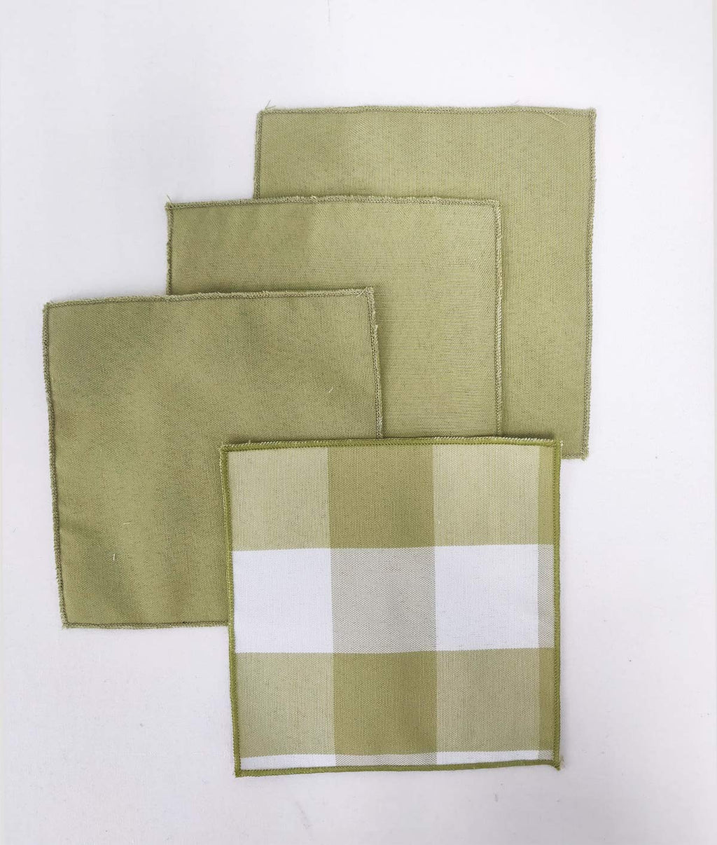 Fennco Styles Buffalo Check Double Layers Reversible Coasters 6"W x 6"L, Set of 4 - Handmade in USA - Plaid Cocktail Napkins for Everyday Use and Special Occasion
