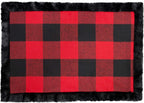 Fennco Styles Unique Christmas Buffalo Plaid Red and Black with Faux Fur Border Design Placemat (Black Fur Placemat 13"x19" Set of 4)