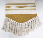 Fennco Styles Geometric Design Canvas Cotton Table Runner with Tassels – 14”W x 71”L Table Cover for Home Décor, Dining Table, Banquets, Holidays and Special Occasions