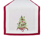Fennco Styles Embroidered Holly Christmas Tree Double-Layer Holiday Tablecloth