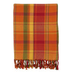 Fennco Styles Autumn Harvest Plaid Tassel Throw Blanket 50" W x 60" L – Terracotta Blanket for Couch, Bedroom and Living Room Décor