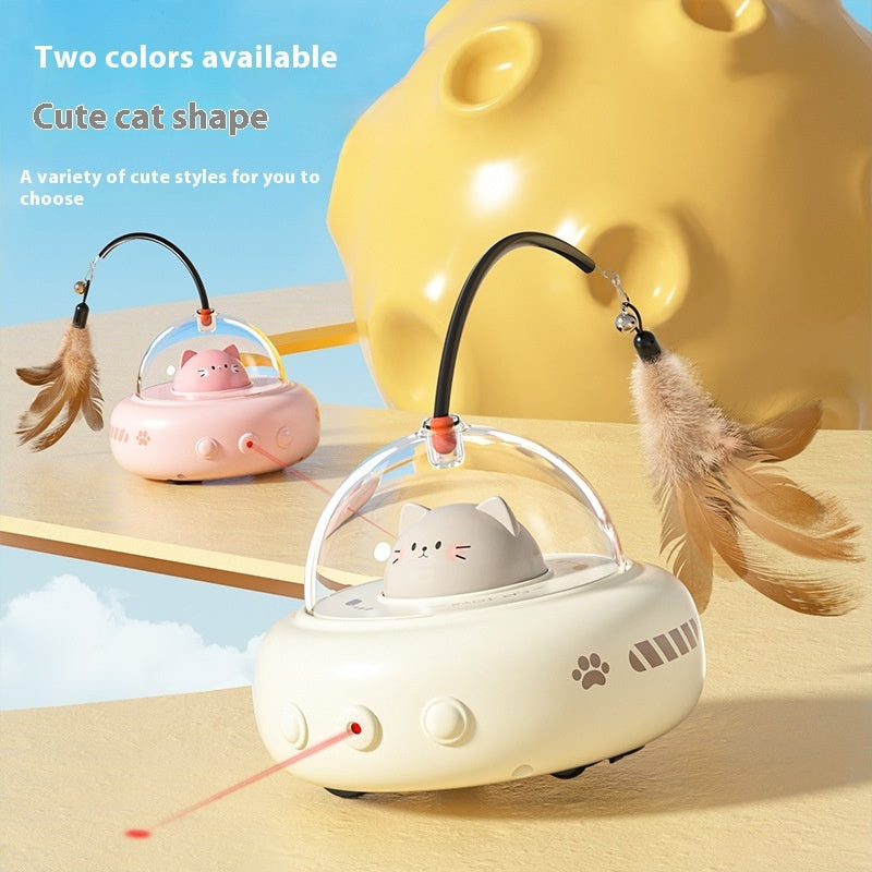 Rolling Light-Up UFO Cat Toy With Laser & Bell