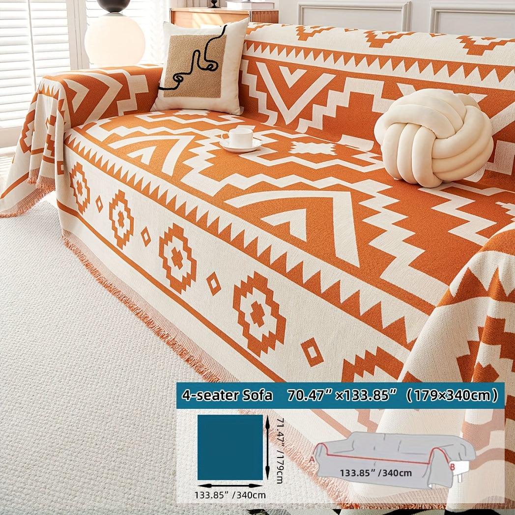 Boho-Chic All-Season Sofa Cover |Various Colors Pet Proof Couch Cover
