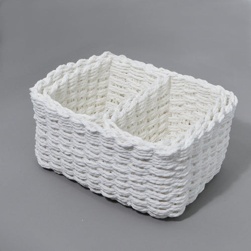 3-Piece Handmade Straw-Woven Paper-Rope Storage Baskets (Bath, Home, & Office Use)