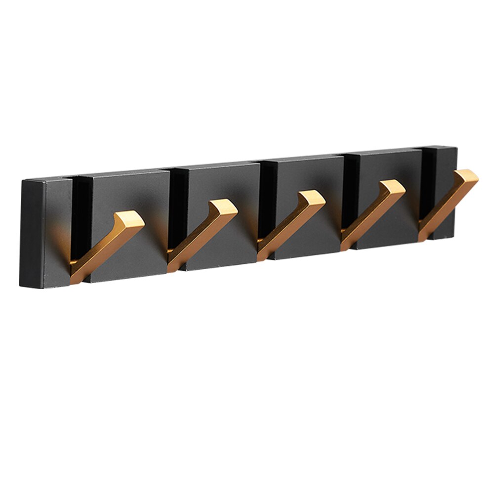 Black Gold, Folding Towel Hanger 2way Installation Wall Hooks Coat Clothes Towel Umbrella Leash Holder for Bathroom Kitchen Bedroom Hallway Pantry Laundry Entry Patio Pets