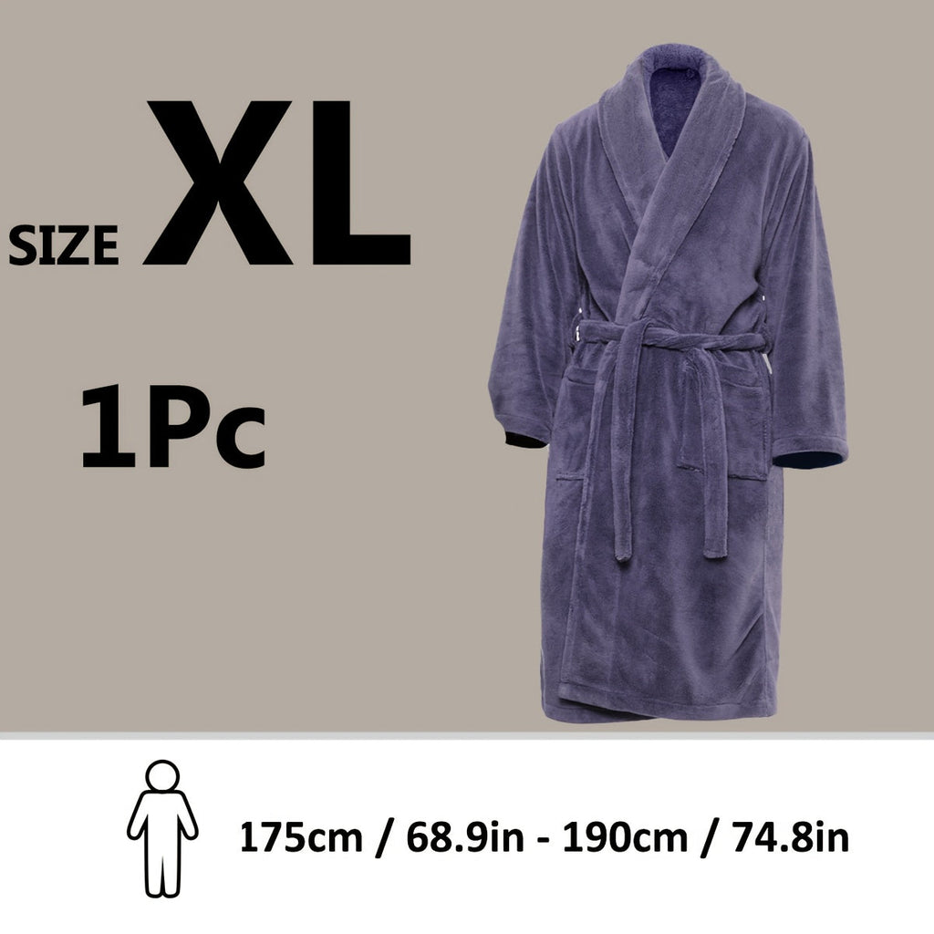 Unisex Extra Warm Coral Fleece Bathrobe Mens and Women Adult Robes for Your Bathroom Bath Towel Bedroom Shawl Collar Robes, Valentines gift for lovers