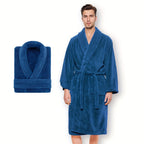 Unisex Extra Warm Coral Fleece Bathrobe Mens and Women Adult Robes for Your Bathroom Bath Towel Bedroom Shawl Collar Robes, Valentines gift for lovers