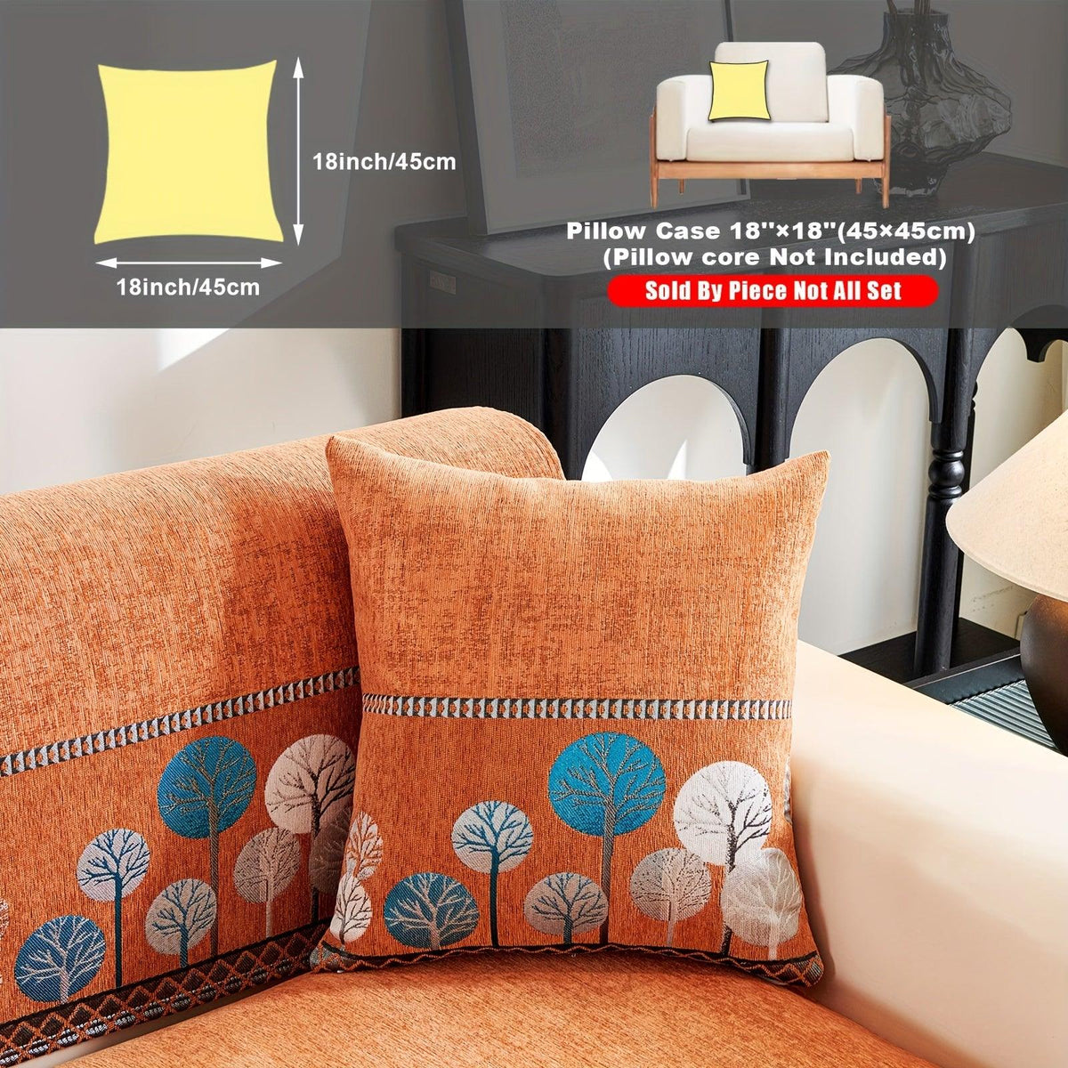 Autumn Trees Boho Chenille Sofa Cover Pet/Kid friendly
