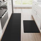 Kitchen Mats, 2PCS Kitchen Rugs, Cushioned anti Fatigue Kitchen Mats for Floor, Non-Slip Standing Desk Mat, Waterproof Kitchen Rug Set for Kitchen,20" X 32"+20" X 94.5"-Full 1Inch Thick,Black