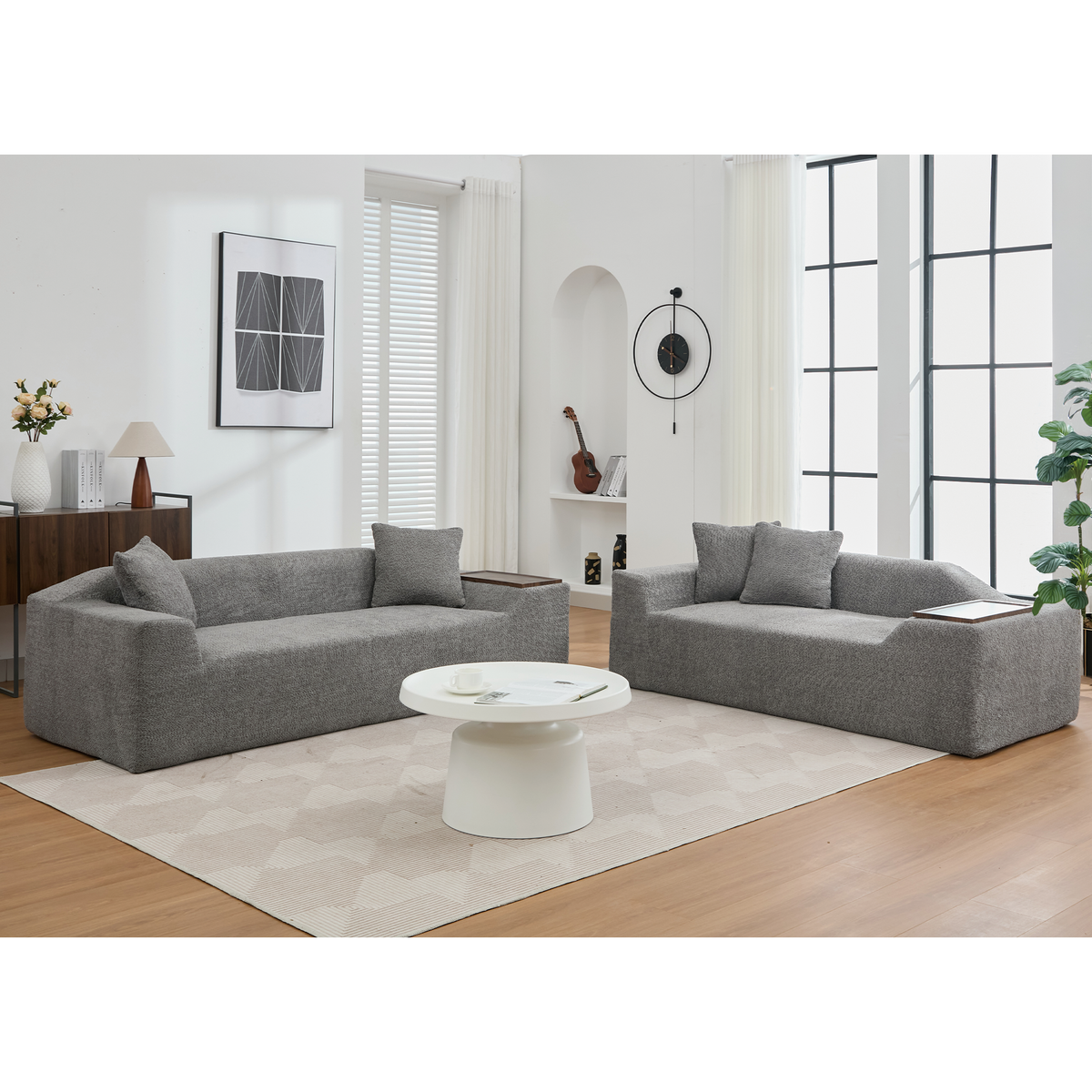 2 Pc Boucle Cloud Sofa Set, Affordable & Modern