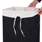 19 Gal Rectangle Laundry Basket Bamboo Clothes Hamper with Handles and Lid, Various Colors Black, Natural, White