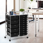 15-Drawer Utility Rolling Cart with Drawers Multi-Use Storage-Icecream Multicolor