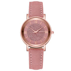 Womens Watches Bracelet Set Starry Sky Ladies Watch Casual Leather Student Quartz Wristwatch Luxury Fashion Minimalist Leather Strap Dress Analogue Quartz Round Elegant Watch