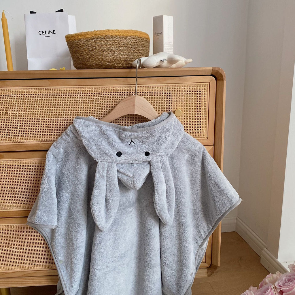 Trendy Rabbit Hooded Cartoon Bathrobes For Girls Boys