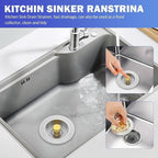 3 in 1 Kitchen Sink Drain Strainer,Universal Stainless Steel Kitchen Sink Stopper, Pop up Anti-Clogging for 3-1/2 Inch US Standard Sink Drain Strainer