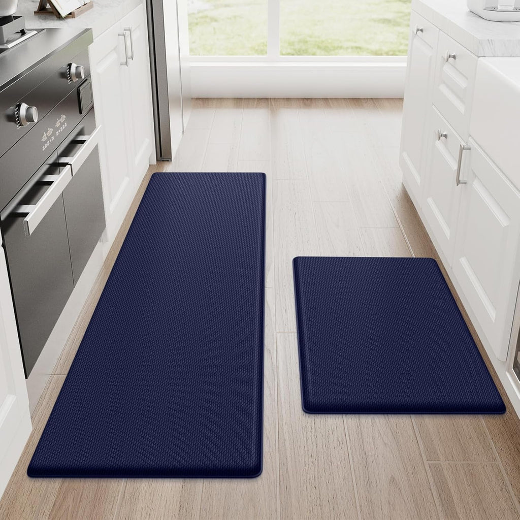 Kitchen Mats, 2PCS Kitchen Rugs, Cushioned anti Fatigue Kitchen Mats for Floor, Non-Slip Standing Desk Mat, Waterproof Kitchen Rug Set for Kitchen,20" X 32"+20" X 94.5"-Full 1Inch Thick,Black