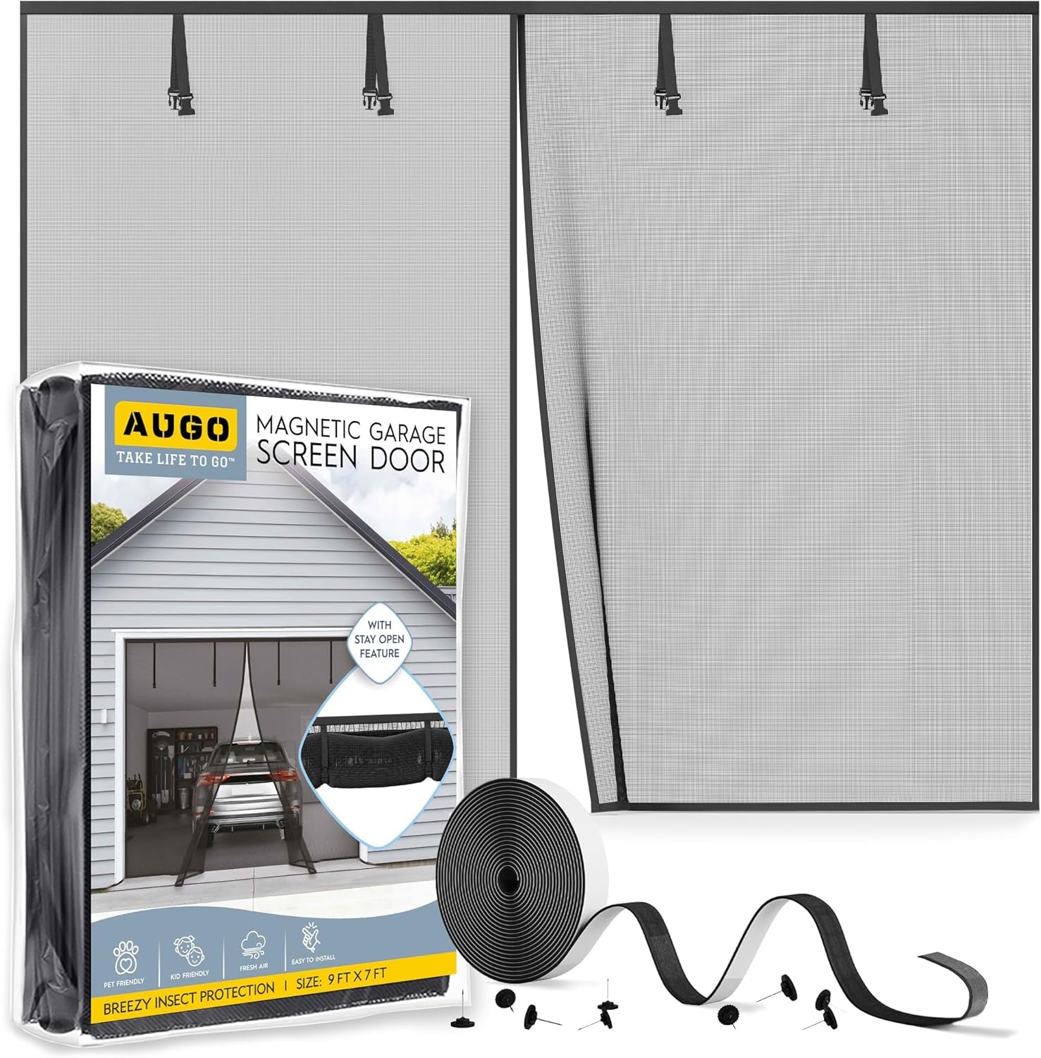 AUGO Heavy Duty Magnetic Screen Door - Self-Sealing for Ultimate Bug Protection