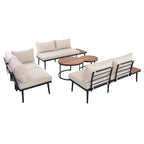 6-Pc Outdoor Sectional Sofa & Nesting Coffee Tables Set, Acacia Wood