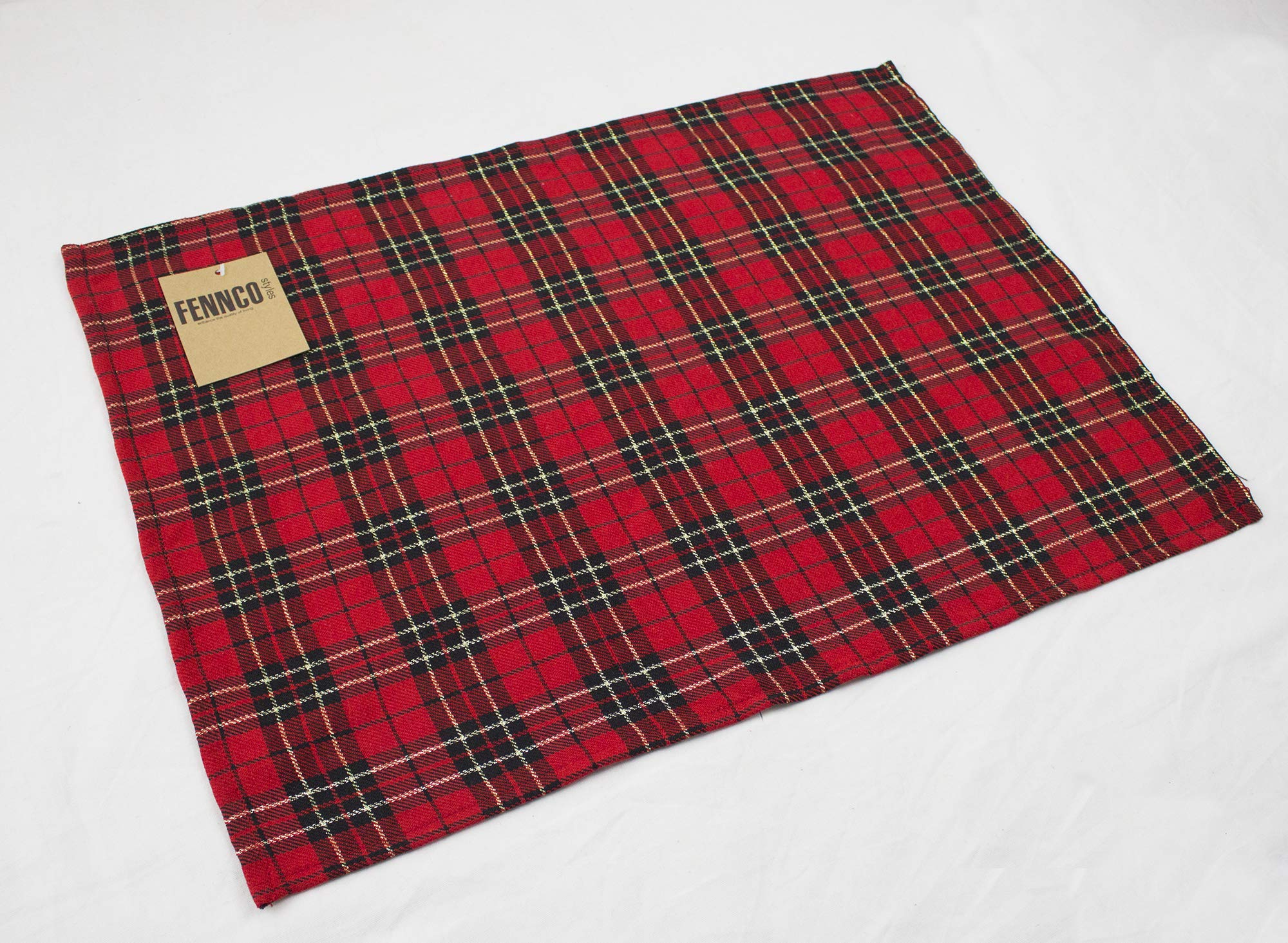 Fennco Styles Holiday Tartan Plaid Dazzle Christmas Decorative Table Runner - Red Table Cover for Winter Holidays, Home Decor, Family Gatherings