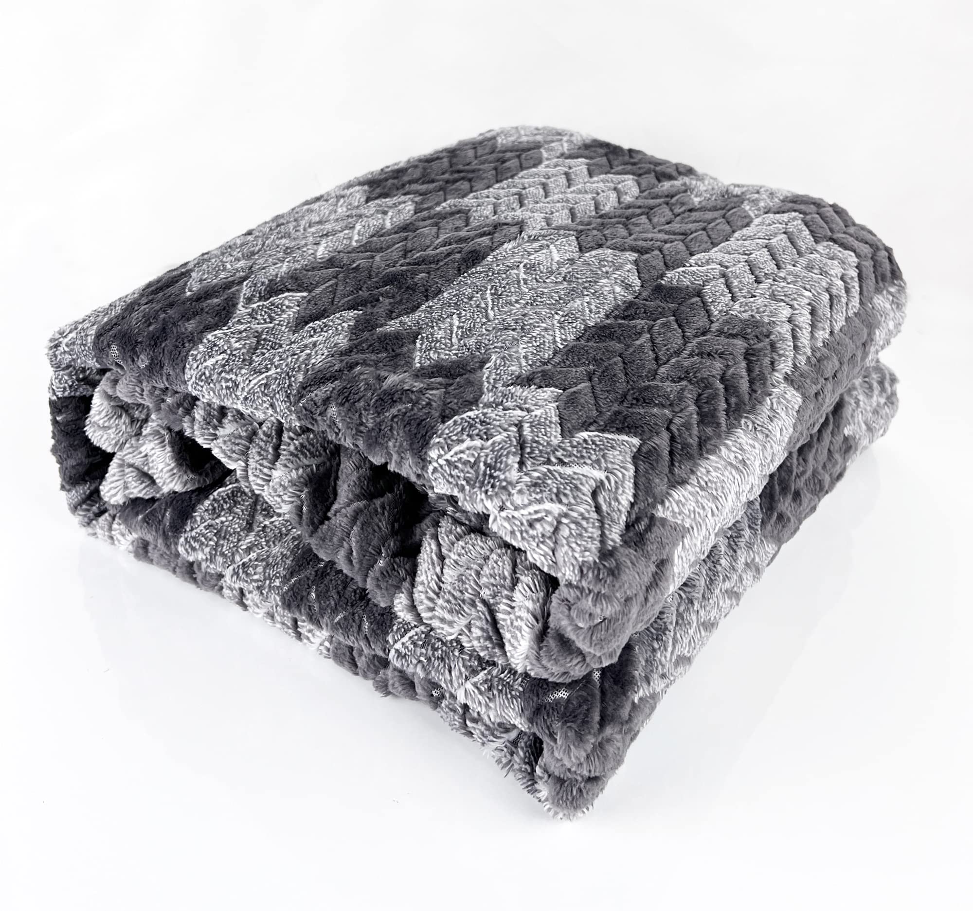 Fennco Styles Wheat Pattern Plush Extra Warm and Soft Throw Blanket 59" W x 79" L - Grey Flannel Fleece Large Blanket for Couch, Bedroom, Living Room Décor