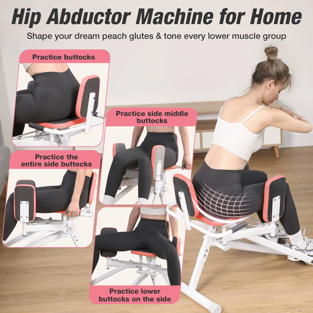 WARMOUNTS Hip Abductor Machine Glute & Thigh Trainer-Adjustable Resistance Band, 300Lbs Weight Cap