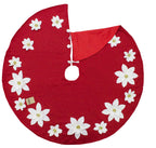 Fennco Styles Handmade Holiday Unique 3D Poinsettia Christmas Tree Skirt (Red+White 53" Tree Skirt)