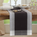 Fennco Styles Contemporary Stripe Border Design 100% Cotton Table Placemats 13" W x 19" L, Set of 4 - Black Table Mats for Dining Table Décor, Banquets, Holiday, Family Gathering, Special Occasion