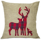 Fennco Styles Holiday Tartan Plaid Deer Christmas Decorative Throw Pillow Cover