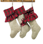 Fennco Styles Holiday Deer Family Tartan Plaid Ruffle Christmas Tree Skirt