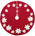 Fennco Styles Handmade Holiday Unique 3D Poinsettia Christmas Tree Skirt (Red+White 53" Tree Skirt)