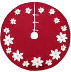 Fennco Styles Handmade Holiday Unique 3D Poinsettia Christmas Tree Skirt (Red+White 53" Tree Skirt)