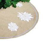 Fennco Styles Unique 3D Poinsettia Christmas Tree Skirt 53 Inch Round - Natural Christmas for Holiday Decoration, Home Décor and Special Events