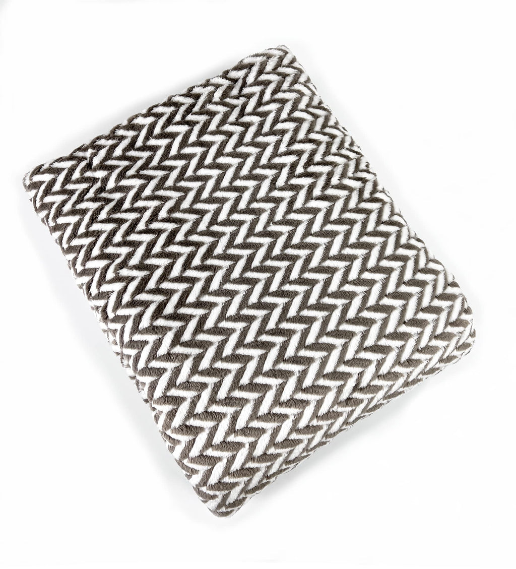 Fennco Styles Braided Design Plush Extra Warm and Soft Throw Blanket 59" W x 79" L - Grey Woven Flannel Fleece Large Blanket for Couch, Bedroom, Living Room Décor