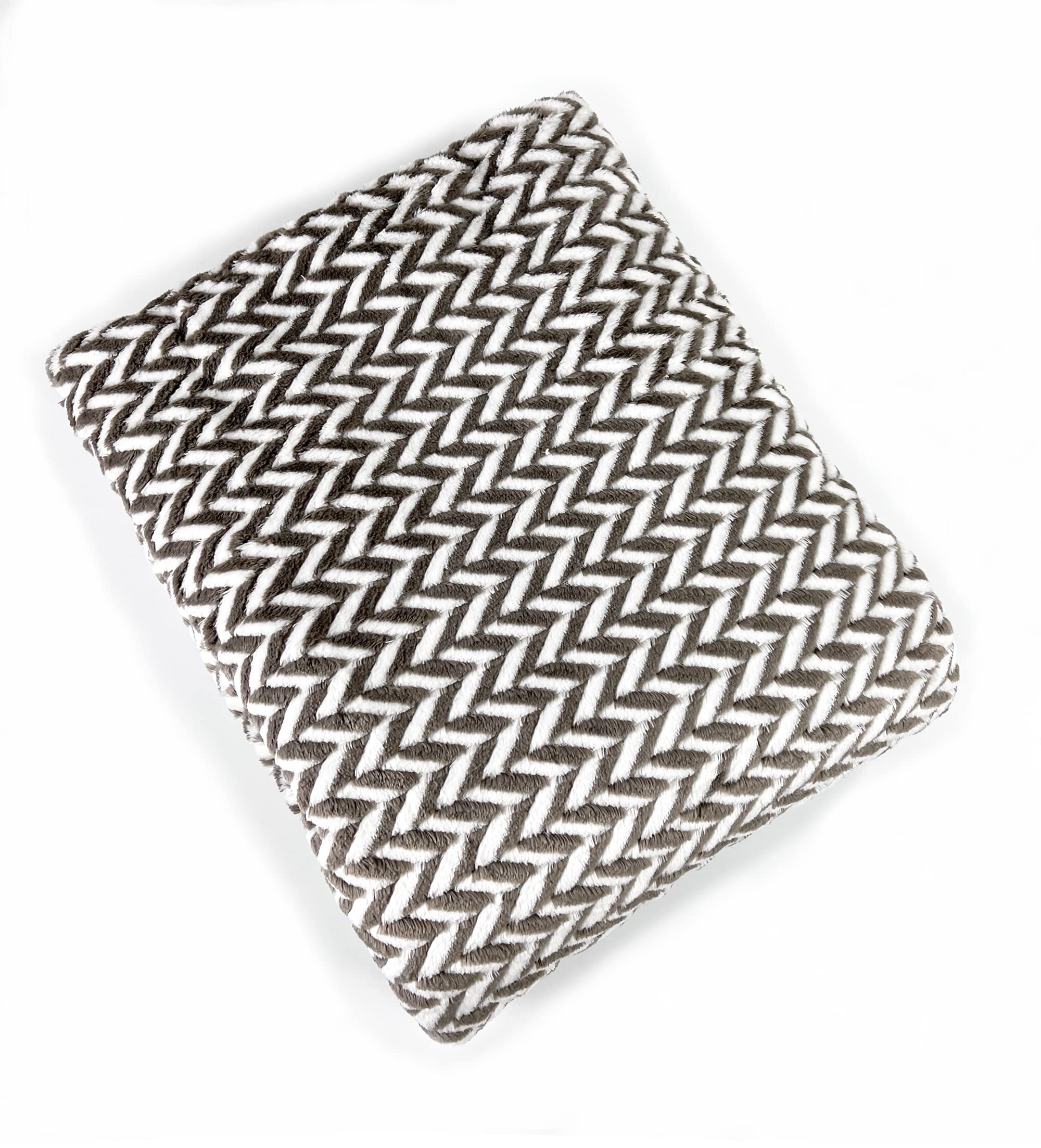 Fennco Styles Braided Design Plush Extra Warm and Soft Throw Blanket 59" W x 79" L - Grey Woven Flannel Fleece Large Blanket for Couch, Bedroom, Living Room Décor