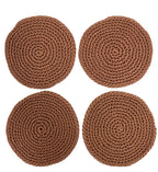 Fennco Styles Handmade Crochet Cocktail Drink Coasters 5-Inch Round, Set of 4 - Doilies for Everyday Use, Holiday, Farmhouse, Décor, Tea Party and Special Occasion