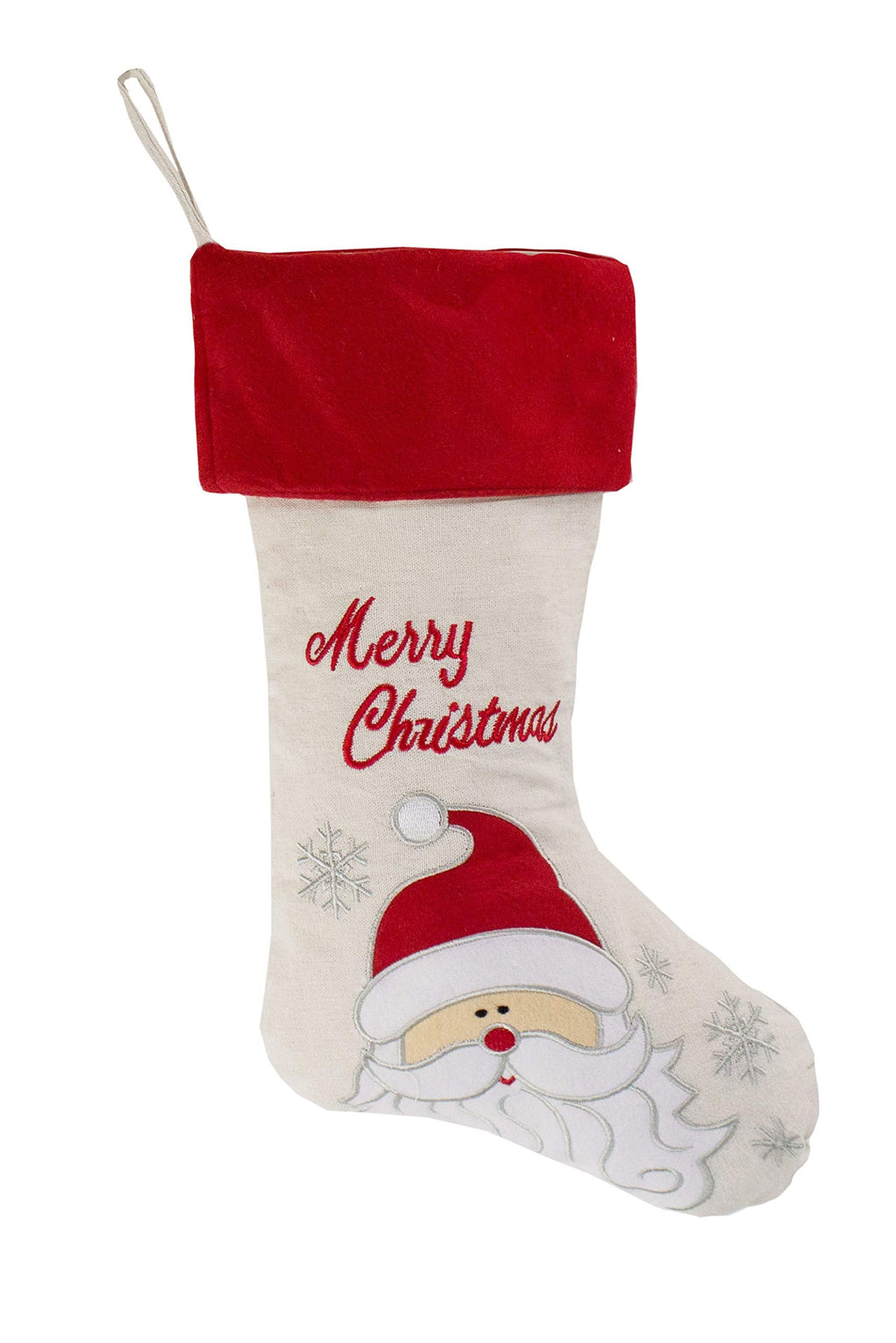 Fennco Styles Holiday Christmas Patterned Linen Hanging Stocking