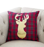 Fennco Styles Holiday Tartan Plaid Deer Christmas Decorative Throw Pillow Cover