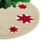 Fennco Styles Unique 3D Poinsettia Christmas Tree Skirt 53 Inch Round - Natural Christmas for Holiday Decoration, Home Décor and Special Events