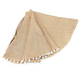 Amy's HomeGoods Pompom Trim Jute Holiday Christmas Tree Skirt (56" Tree Skirt)