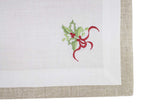 Fennco Styles Embroidered Holly Christmas Tree Double-Layer Holiday Tablecloth